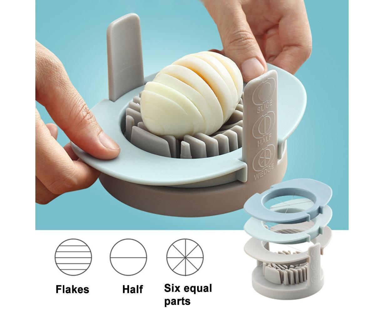 3 In 1 Stainless Steel Cutting Wires Hard Boiled Egg Slicer Cutter Kitchen Tool-Red Green Orange - Image 2