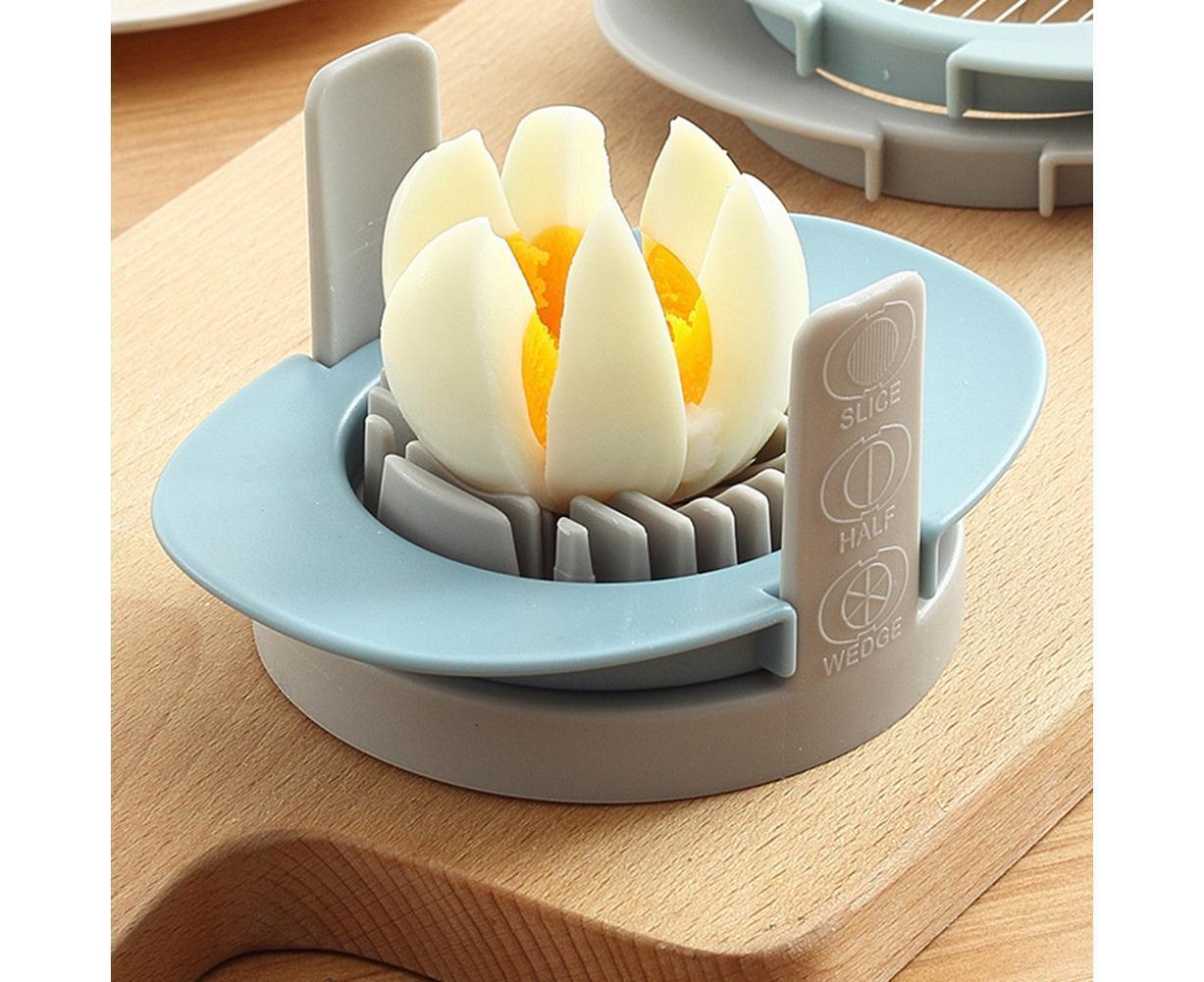 3 In 1 Stainless Steel Cutting Wires Hard Boiled Egg Slicer Cutter Kitchen Tool-Red Green Orange - Image 3