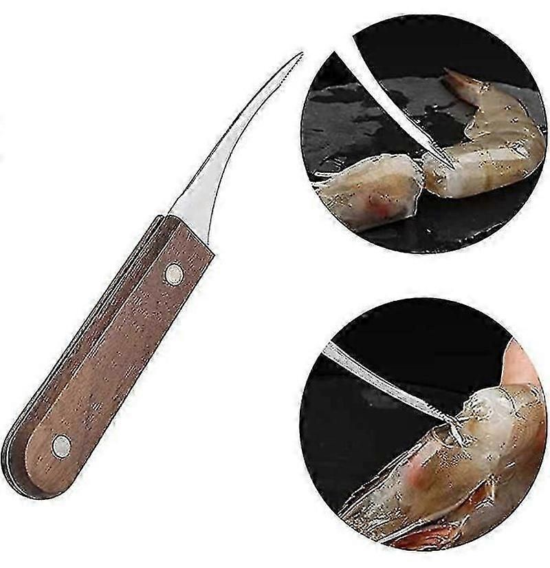 2pcs Stainless Steel Shrimp Cleaner & Deveiner - Wooden Handle, for Shrimp/Crayfish/Lobster - Image 2