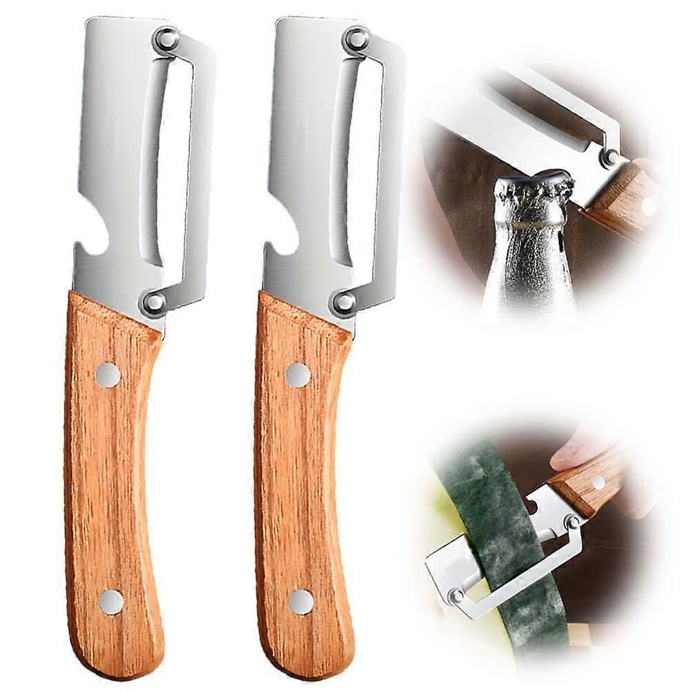 Vegetable Peeler with Bottle Opener - Razor-Sharp Stainless Blade, Ergonomic Wooden Handle - Image 1