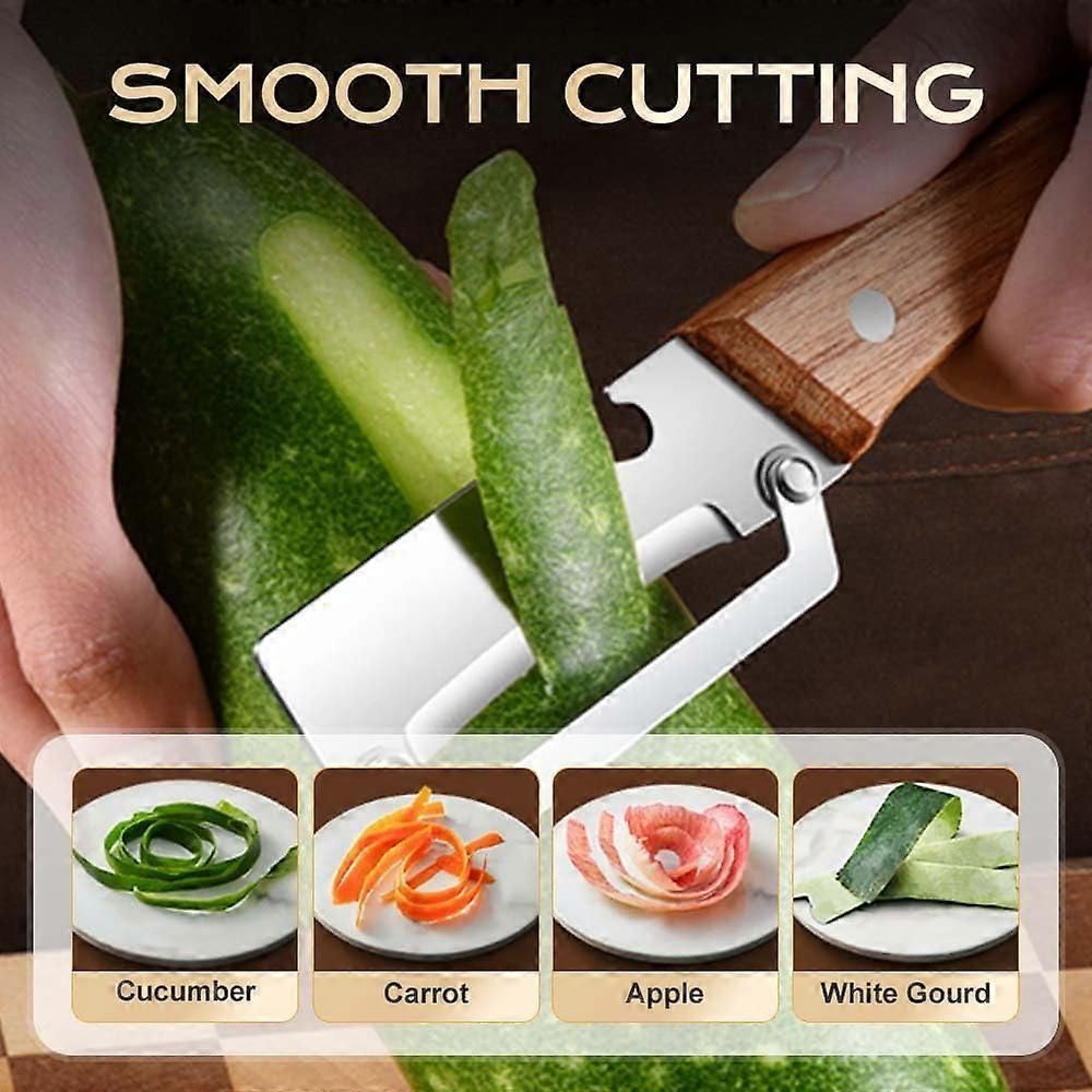 Vegetable Peeler with Bottle Opener - Razor-Sharp Stainless Blade, Ergonomic Wooden Handle - Image 4