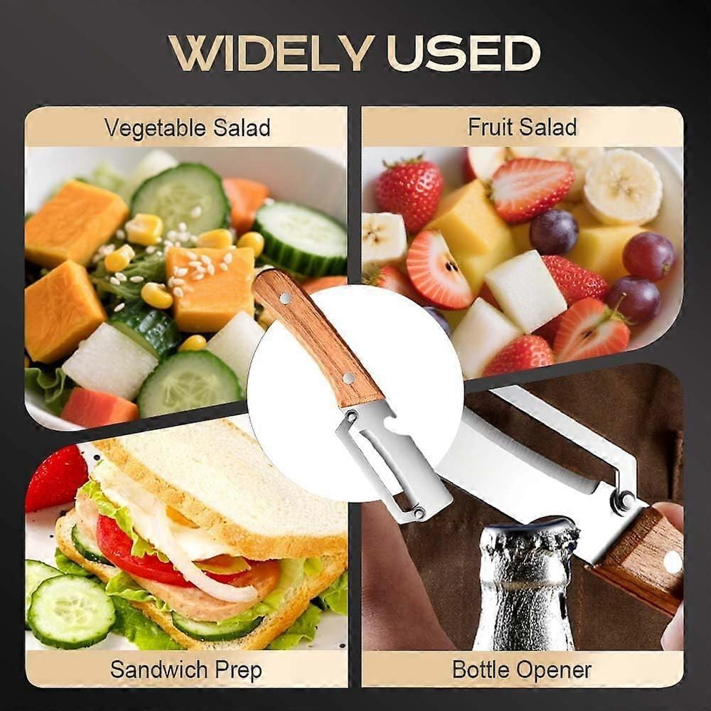 Vegetable Peeler with Bottle Opener - Razor-Sharp Stainless Blade, Ergonomic Wooden Handle - Image 5