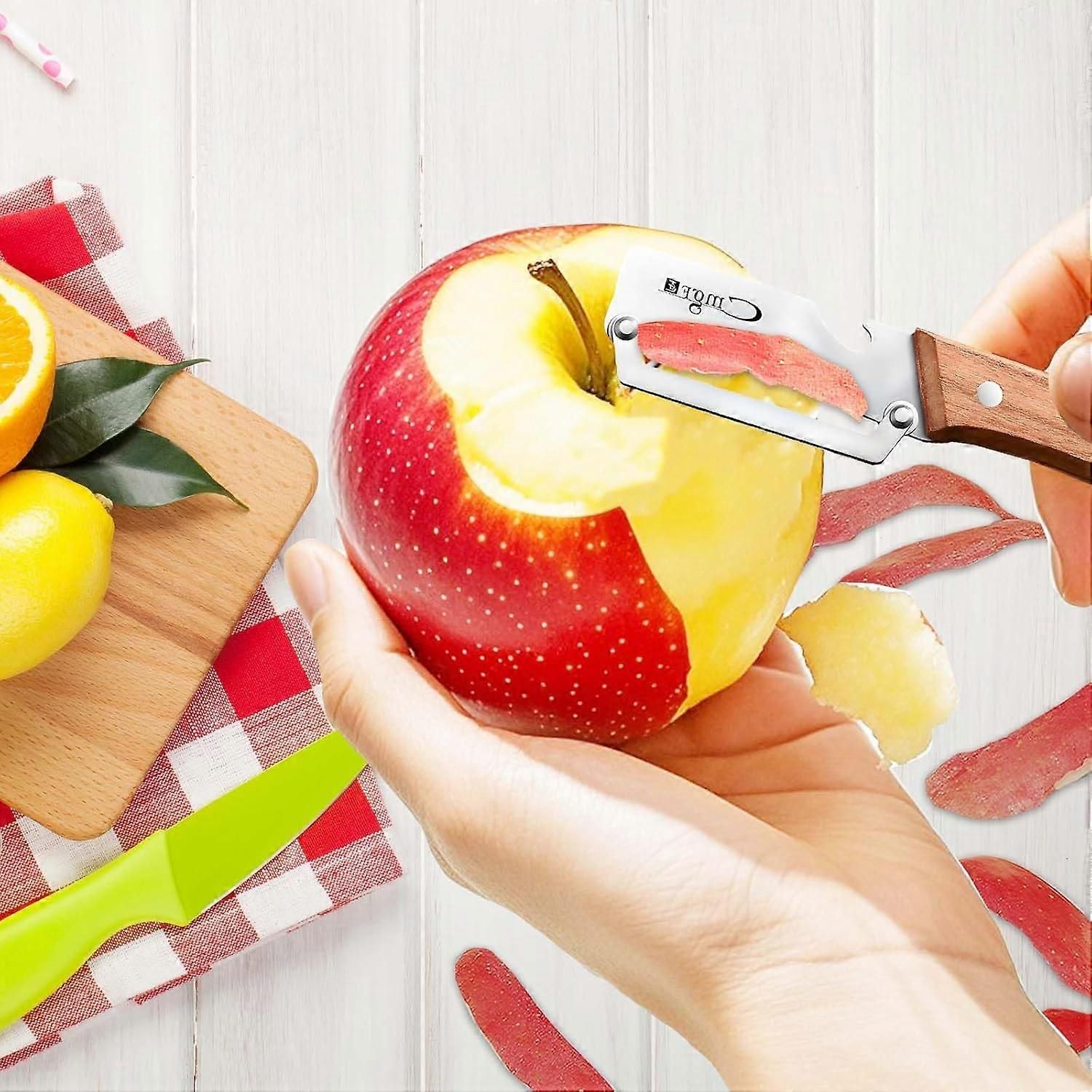 Stainless Steel Vegetable Peeler with Wooden Handle - Sharp Blade & Bottle Opener - Image 5