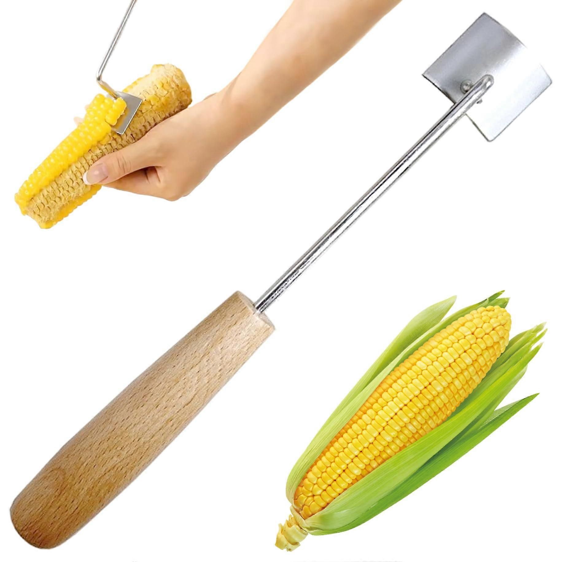 2PCS Stainless Steel Corn Stripper with Wooden Handle - Fast Kernel Removal - Image 1