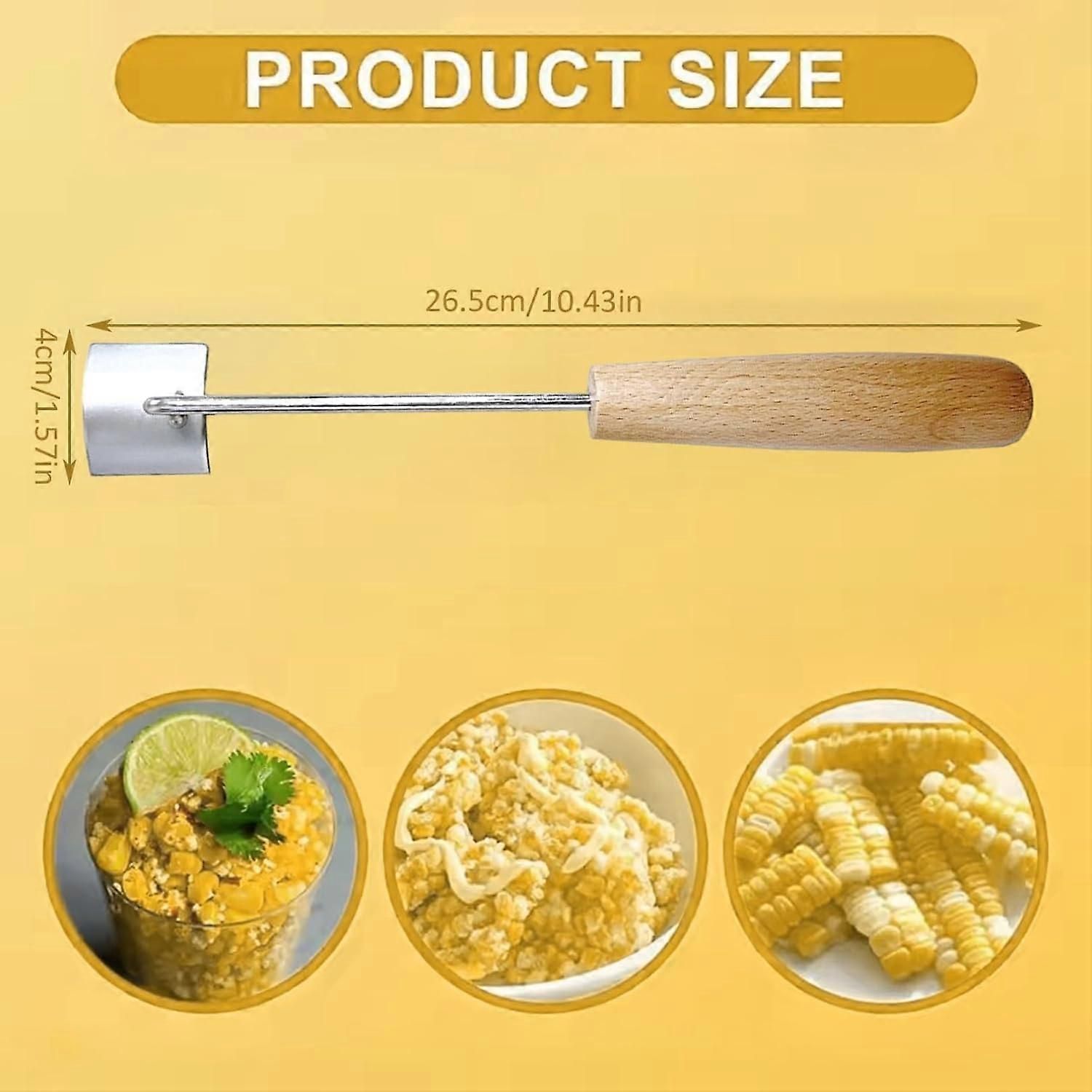 2PCS Stainless Steel Corn Stripper with Wooden Handle - Fast Kernel Removal - Image 2