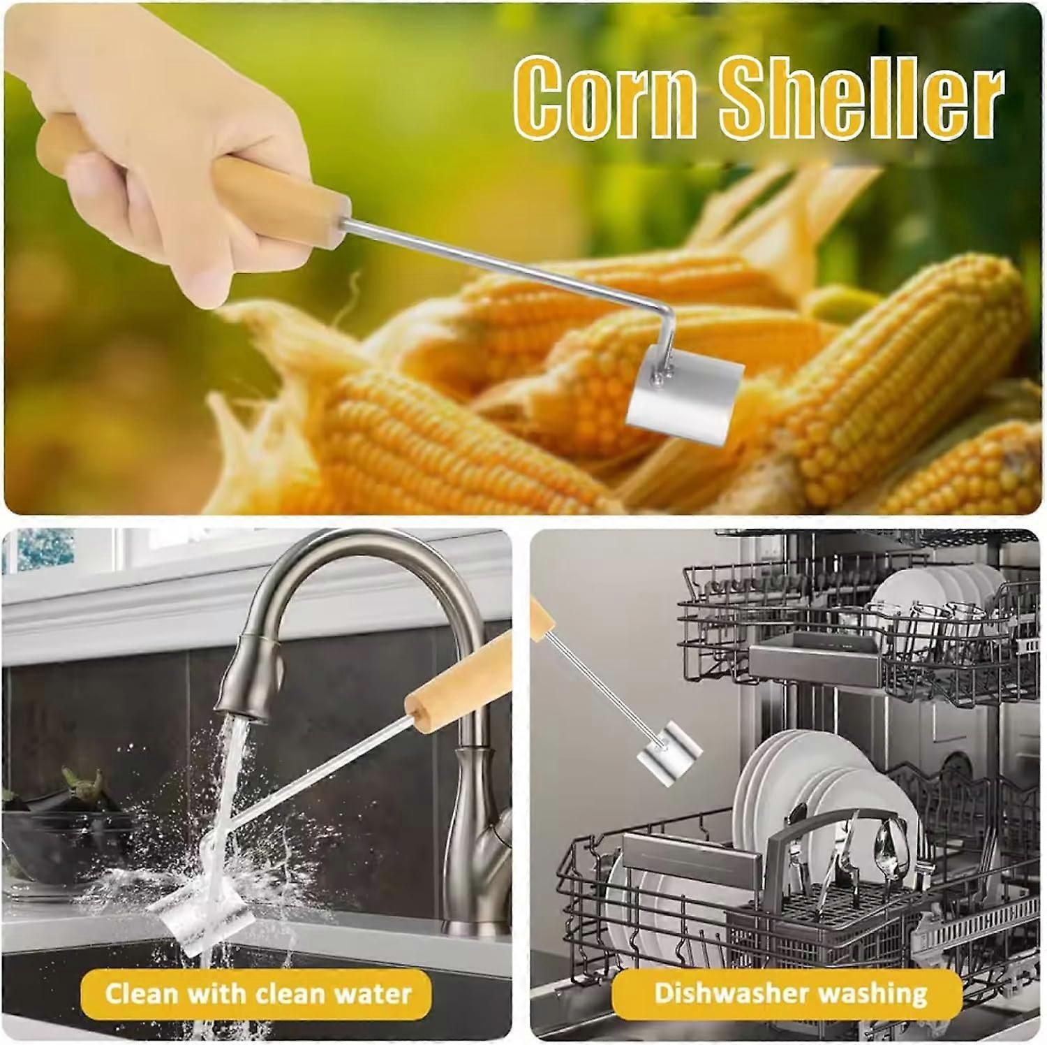 2PCS Stainless Steel Corn Stripper with Wooden Handle - Fast Kernel Removal - Image 4