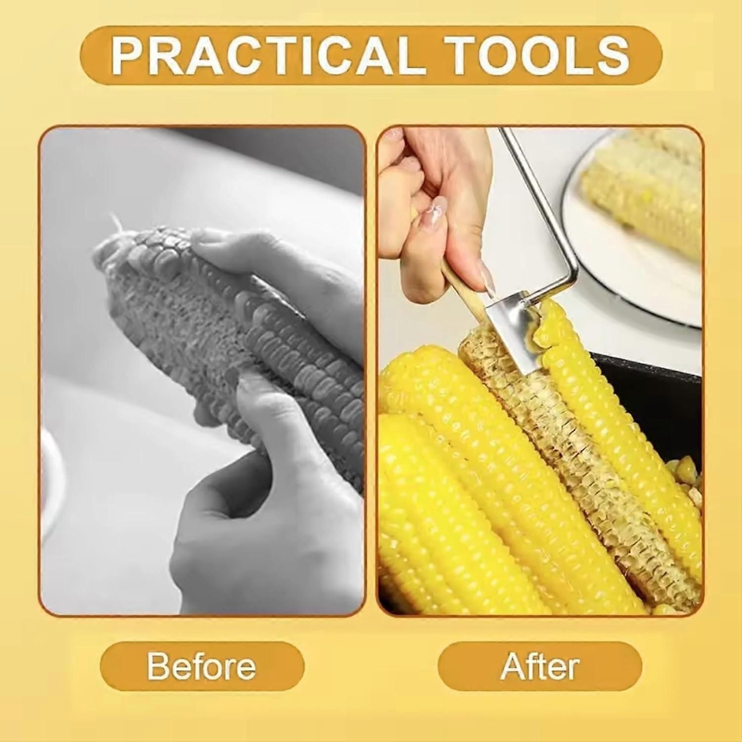 2PCS Stainless Steel Corn Stripper with Wooden Handle - Fast Kernel Removal - Image 5