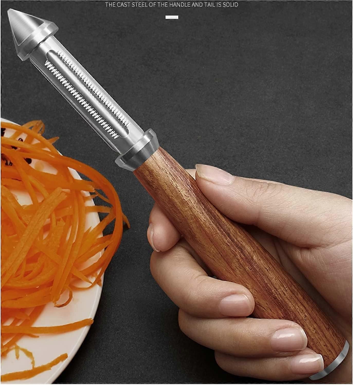 Universal Fruit & Vegetable Peeler - Extra Sharp Toothed Double Edge, Wooden Handle - Image 3