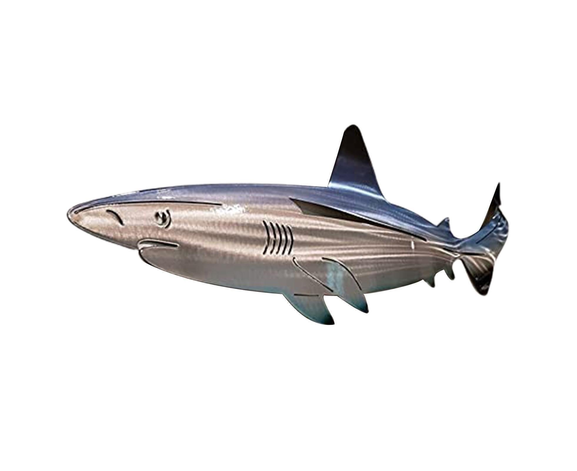 Stainless Steel Fish Wall Decor-Light Blue S - Image 1