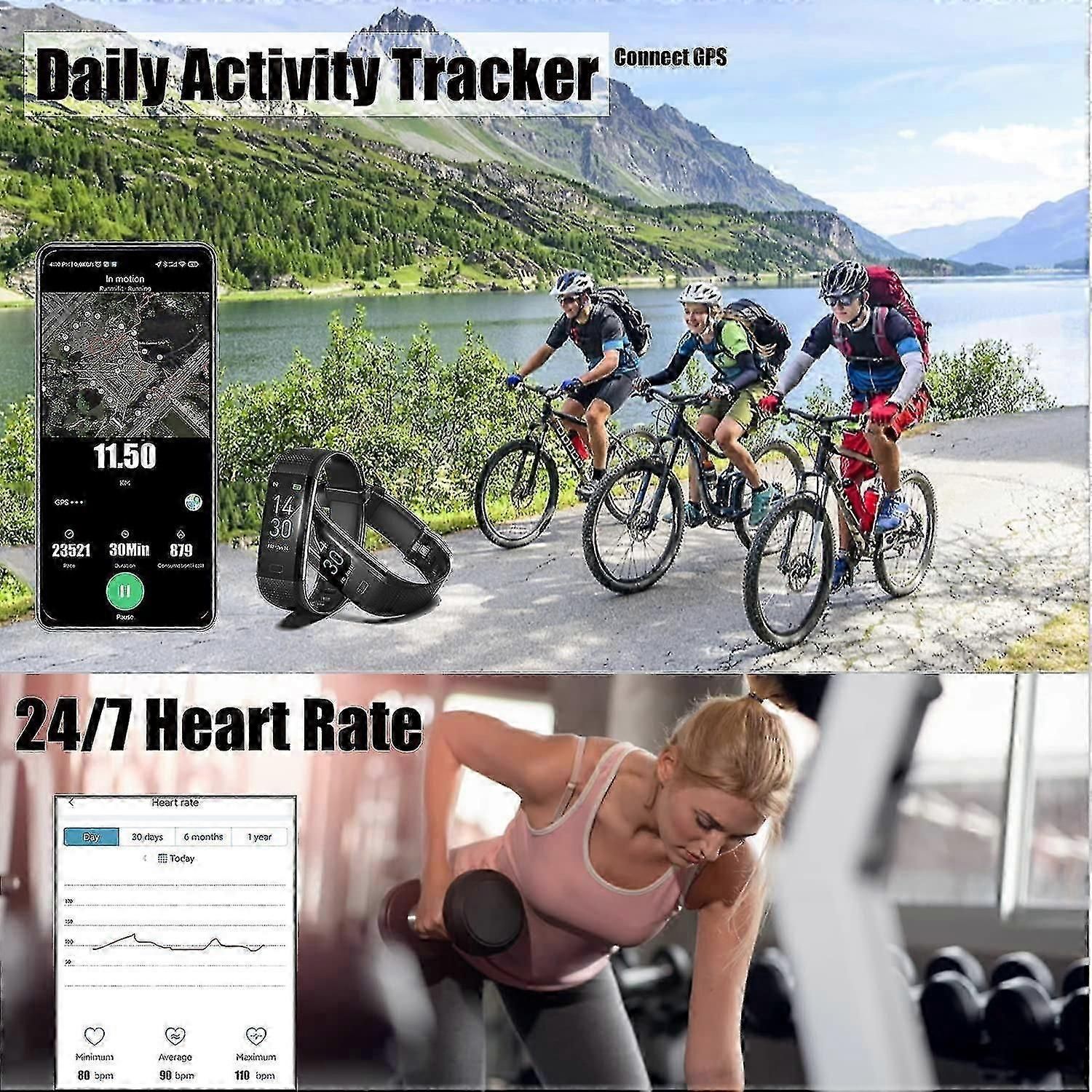 IP68 Fitness Tracker Smartwatch - Heart Rate, Sleep, Step Counter, Calories, Blood Pressure - Image 3