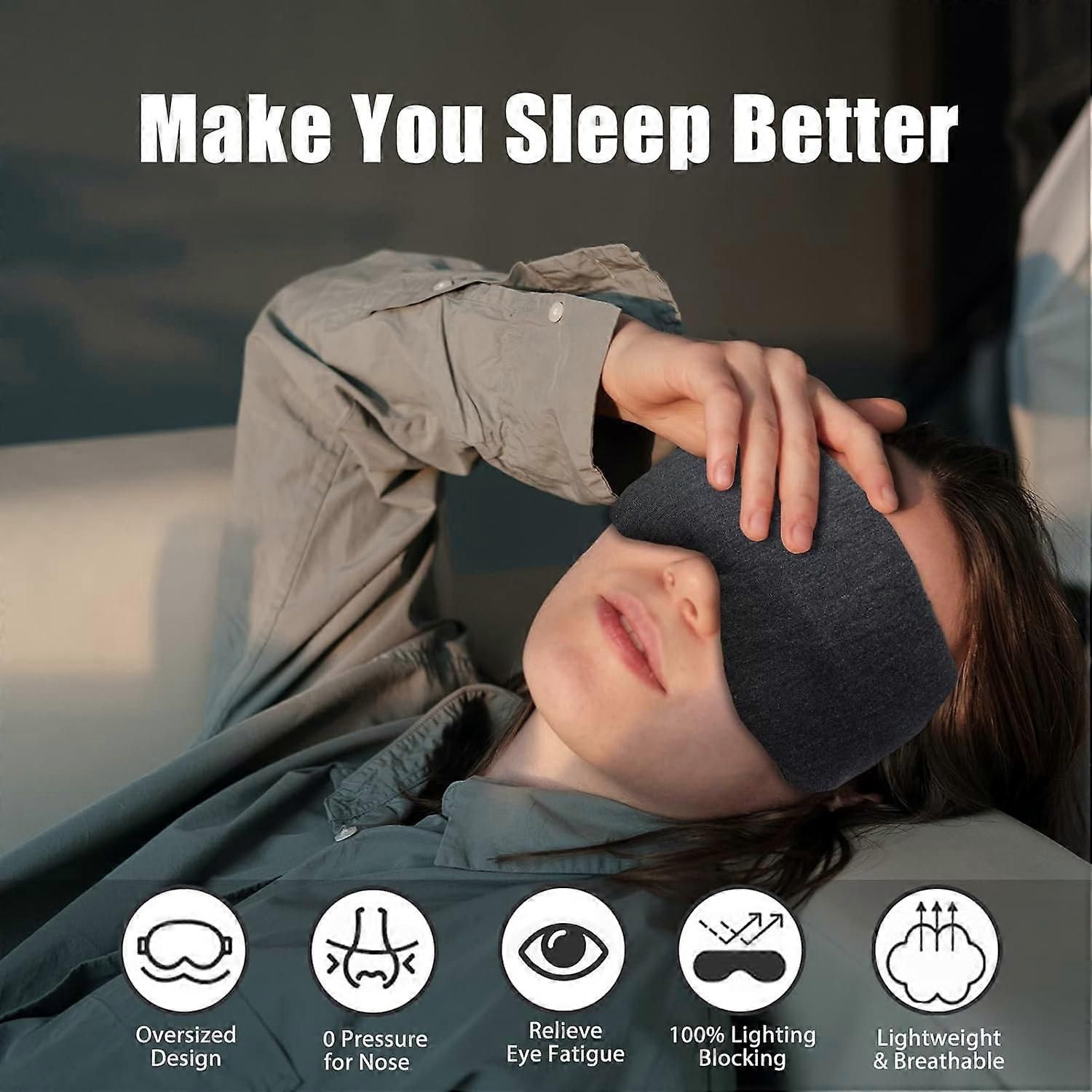 Super Soft Cotton Sleep Mask - Breathable, Adjustable, with Earplugs & Travel Pouch - Image 2