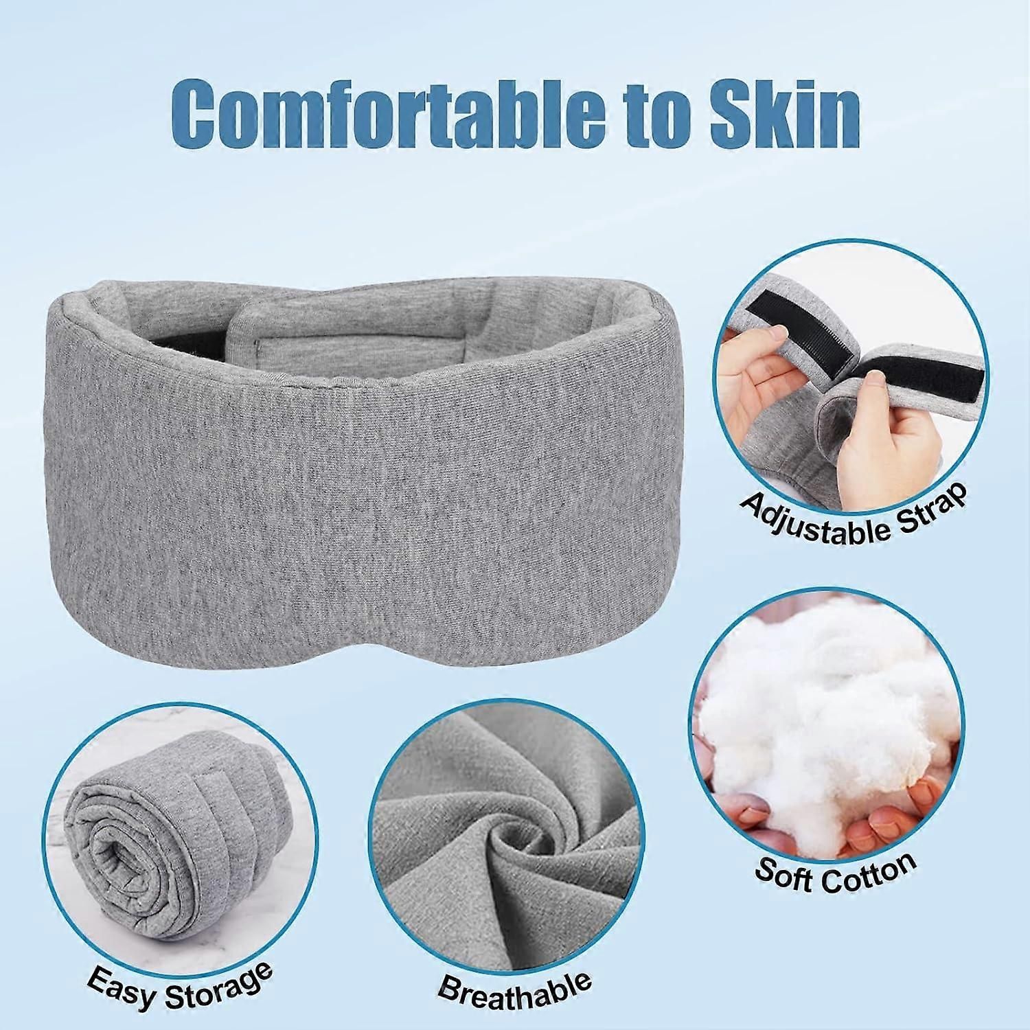 Super Soft Cotton Sleep Mask - Breathable, Adjustable, with Earplugs & Travel Pouch - Image 3
