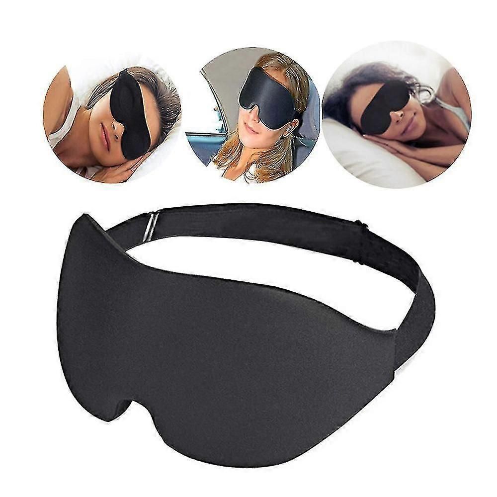 2pcs 3D Silk Sleep Mask - Black, Adjustable, Memory Foam - Image 2