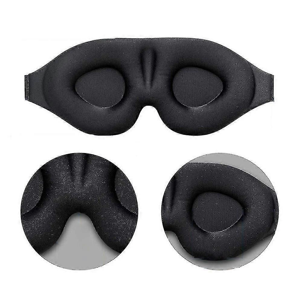 2pcs 3D Silk Sleep Mask - Black, Adjustable, Memory Foam - Image 5