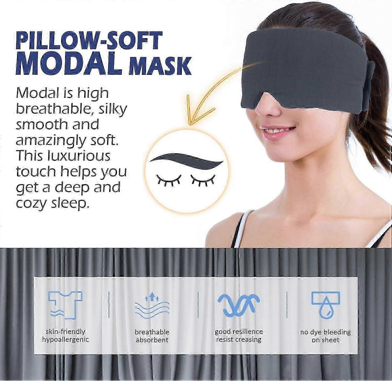 Modal Blackout Sleeping Mask - Super Soft, Adjustable Strap, for Men & Women - Image 3