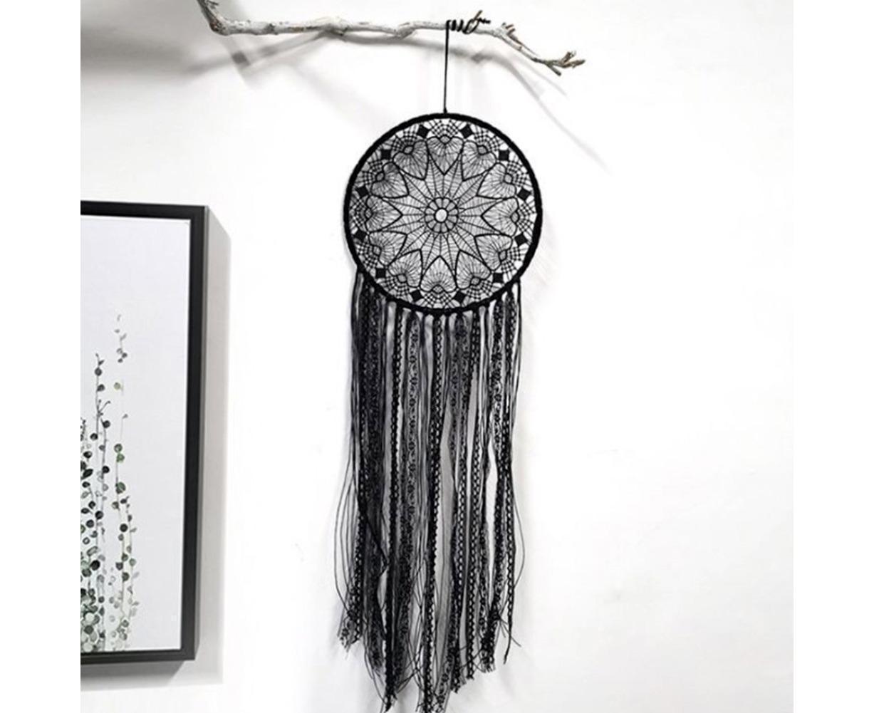 Hollow Round Moon Shape Tassel Dream Catcher Hanging Pendant Home Bedroom Decor- B - Image 5