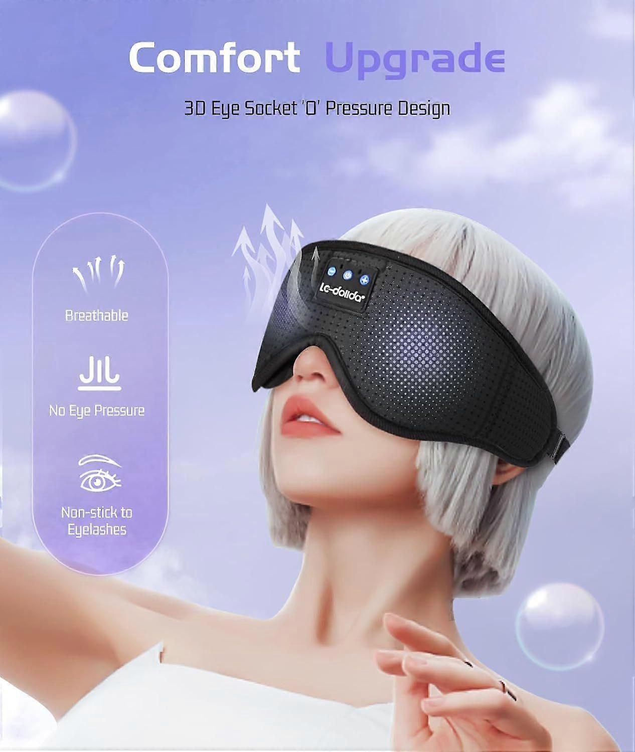 3D Sleep Mask with Bluetooth Headphones - Wireless 5.4, 13H Playtime, Light Blocking - Image 3