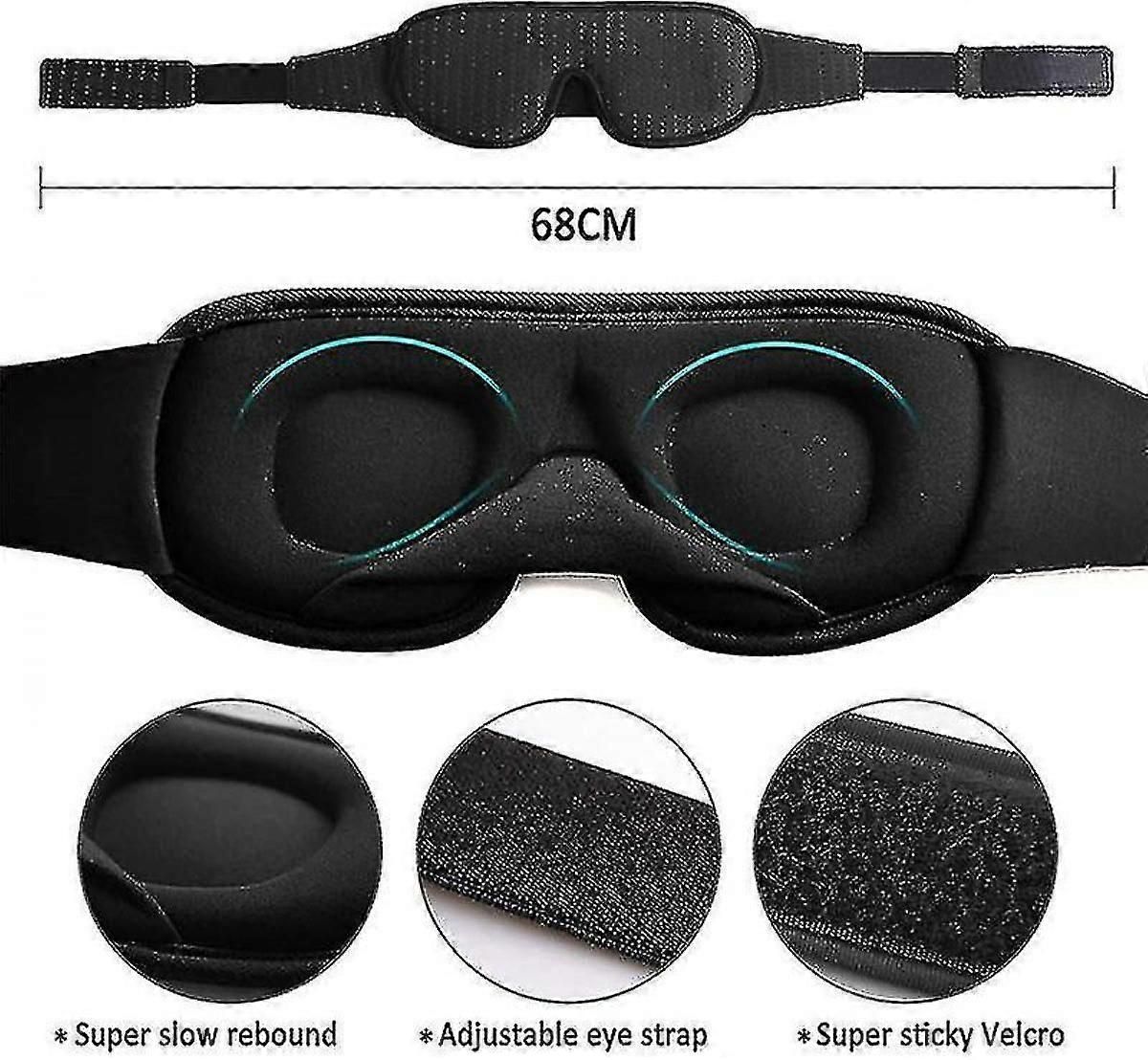 3D Light Blocking Sleep Mask - Padded, Sleep Aid, Memory Foam - Image 5