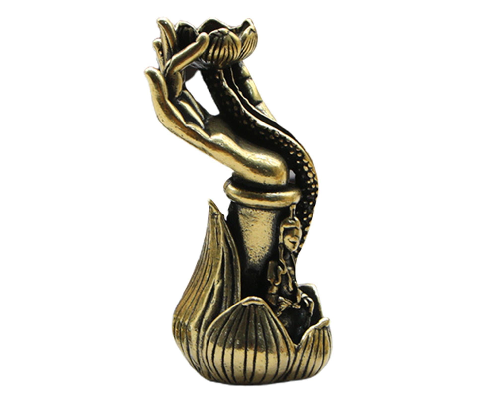 Lotus Shape Backflow Incense Burner Non-fading Brass Traditional Censer Burner for Table- L - Image 2