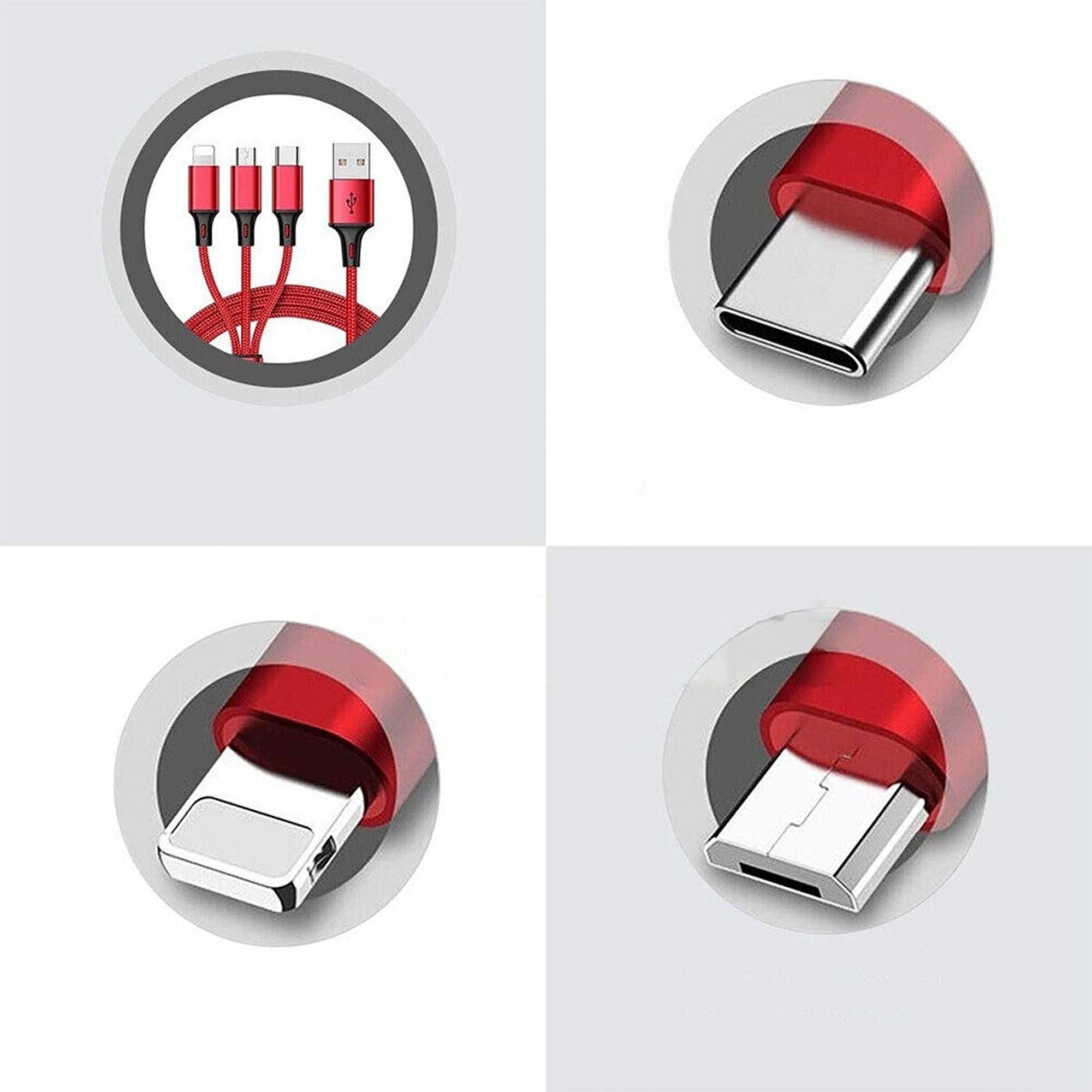 3-in-1 Multi USB Charger Cable for Micro USB Type C and Apple Devices - Image 4