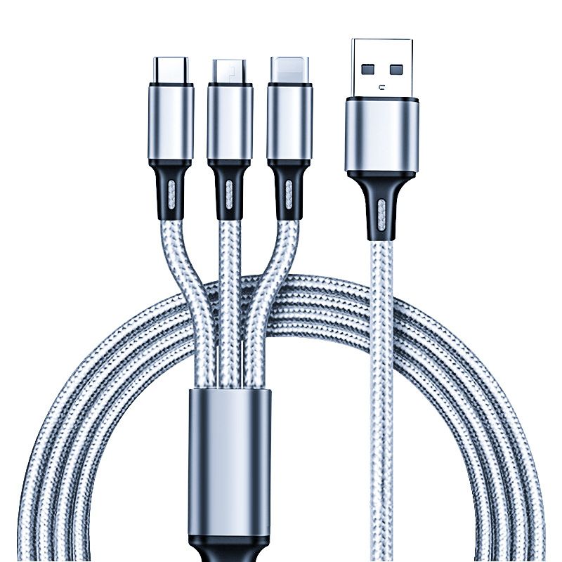3-in-1 Multi USB Charger Cable for Micro USB Type C and Apple Devices - Image 1