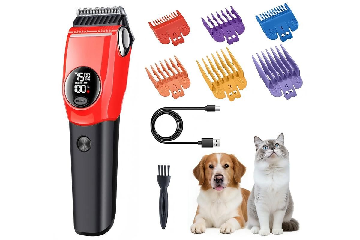 Dog Clipper Low Noise Dog Grooming Kit Rechargeable 3-Speed With LCD Display for Dogs Cats Pets - Image 1