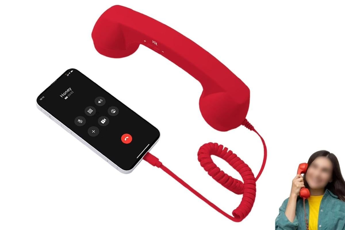 1M Retro Wired Handheld Telephone Handset with Microphone Type C Plug for Smartphones PC - Image 1