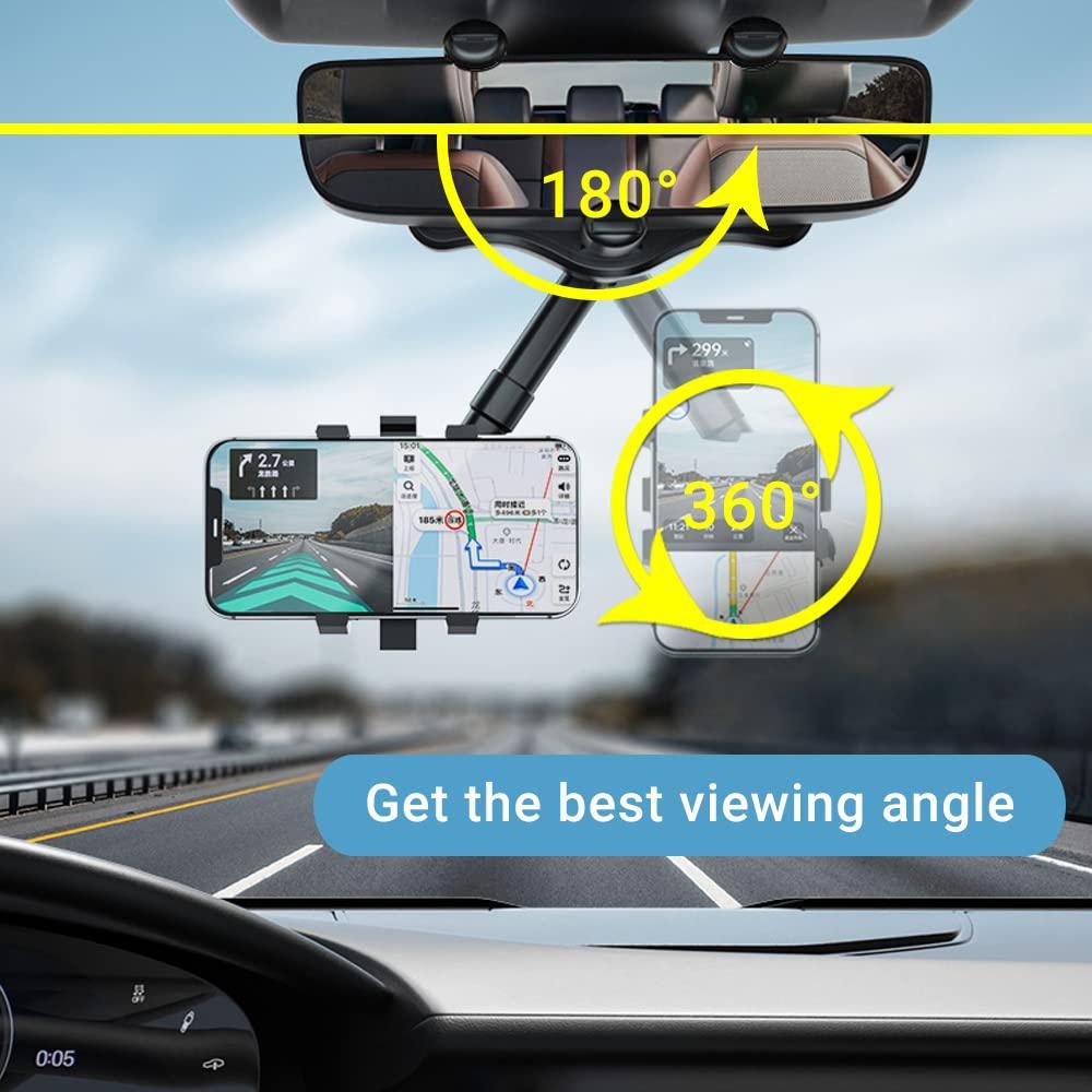 360 Rotatable and Retractable Car Phone Holder Multifunctional Rearview Mirror Phone Holder Universal Phone Mount - Image 2