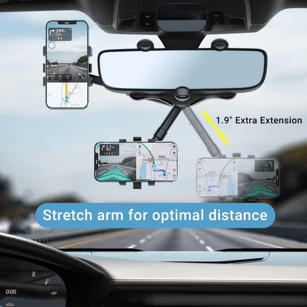 360 Rotatable and Retractable Car Phone Holder Multifunctional Rearview Mirror Phone Holder Universal Phone Mount - Image 3