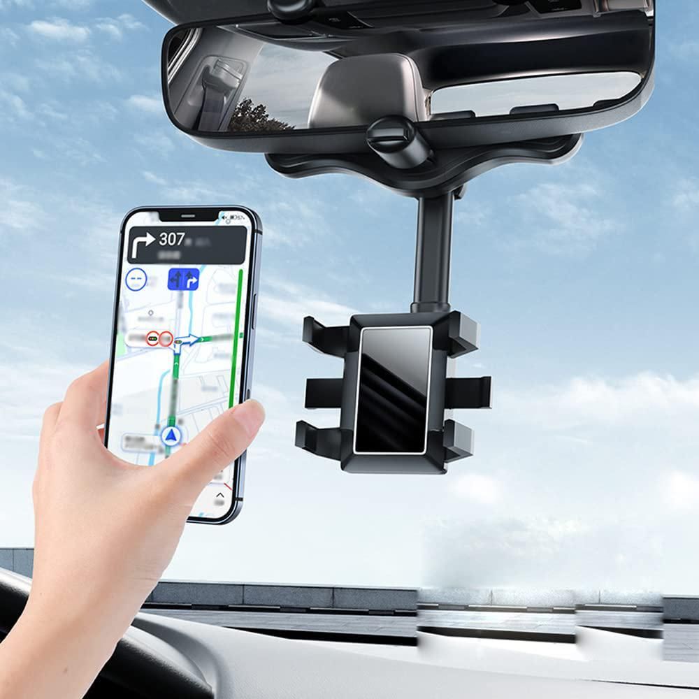 360 Rotatable and Retractable Car Phone Holder Multifunctional Rearview Mirror Phone Holder Universal Phone Mount - Image 4