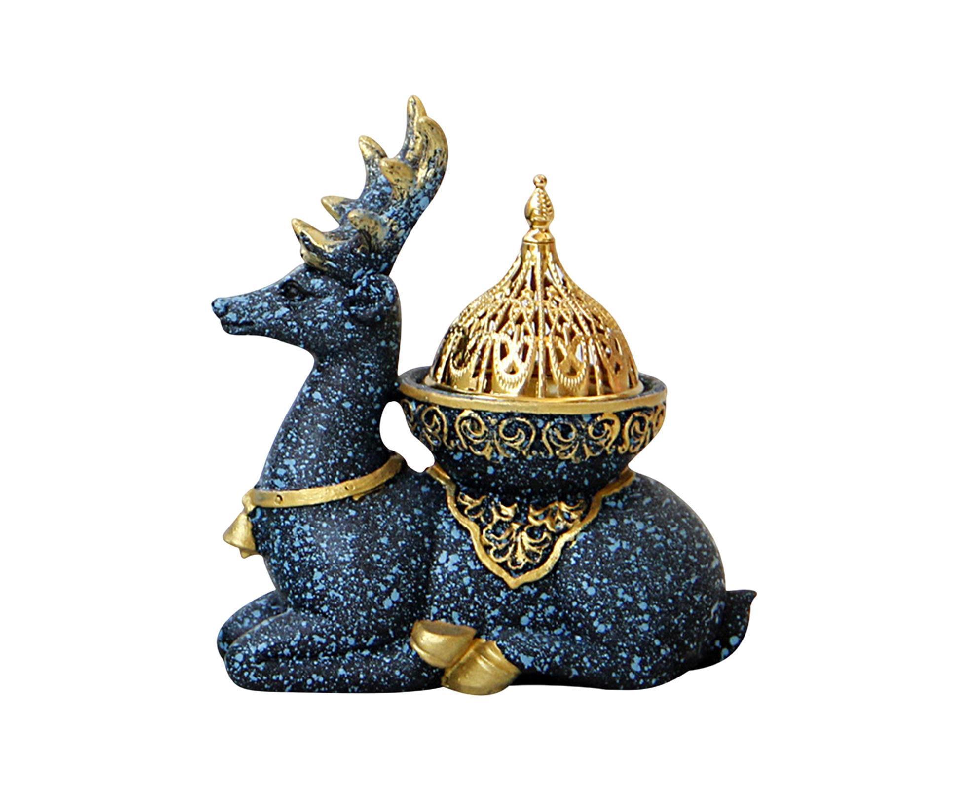 Marble Reindeer Incense Holder-Dark Blue - Image 1