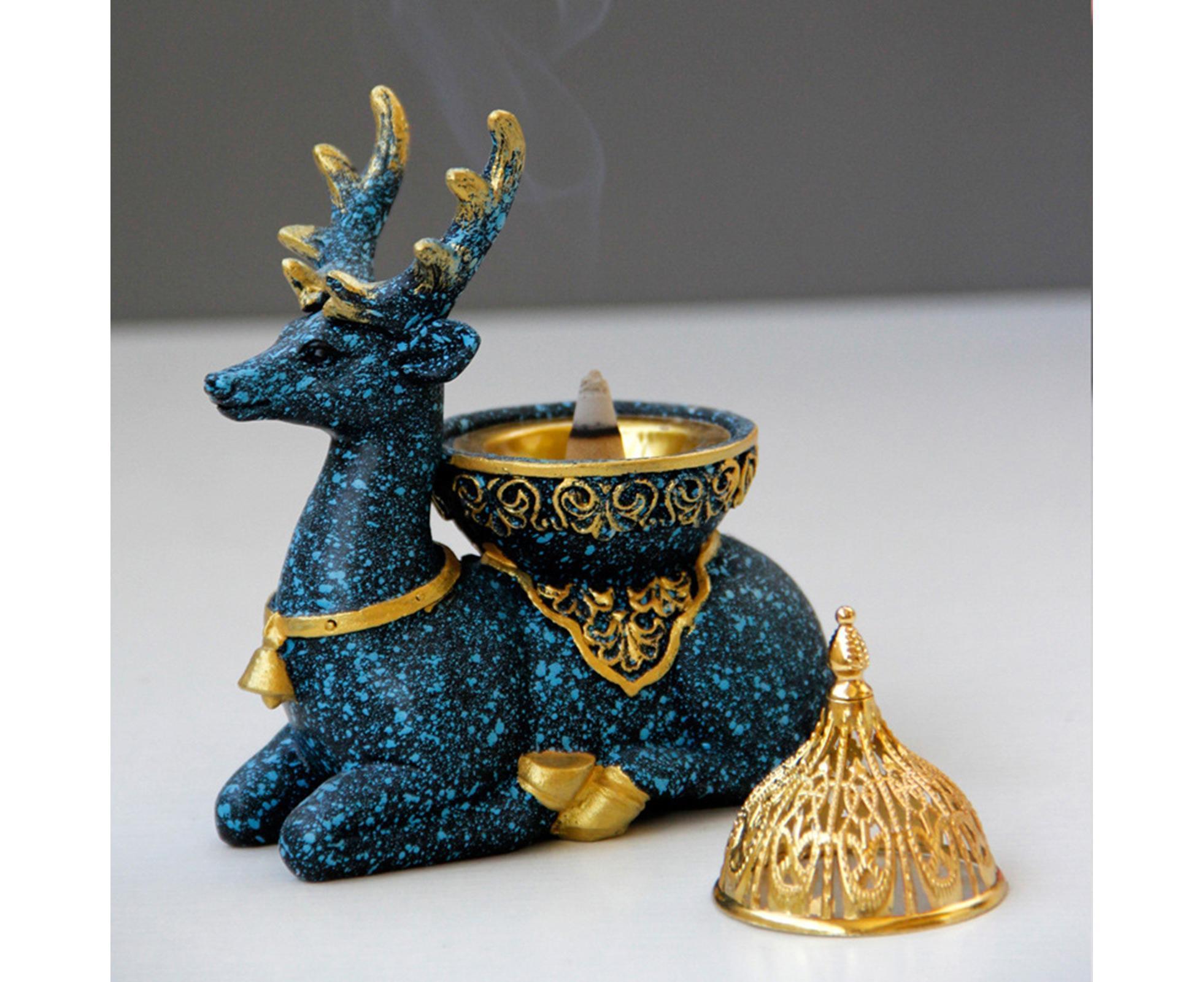 Marble Reindeer Incense Holder-Dark Blue - Image 2