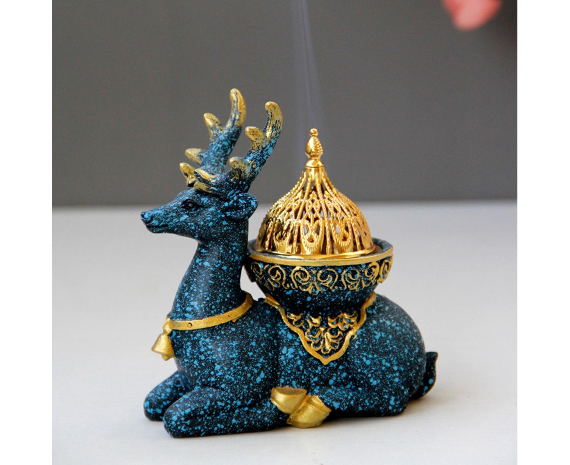Marble Reindeer Incense Holder-Dark Blue - Image 3