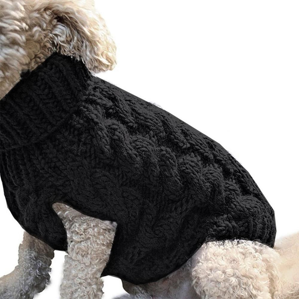 Pet Dog Sweater Pet Turtleneck Knitting Sweater Winter Warmer Clothes Pet Pullover Knitwear - Black - Image 1