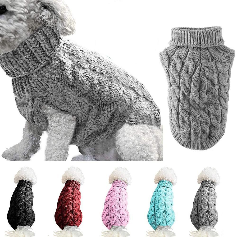Pet Dog Sweater Pet Turtleneck Knitting Sweater Winter Warmer Clothes Pet Pullover Knitwear - Black - Image 2
