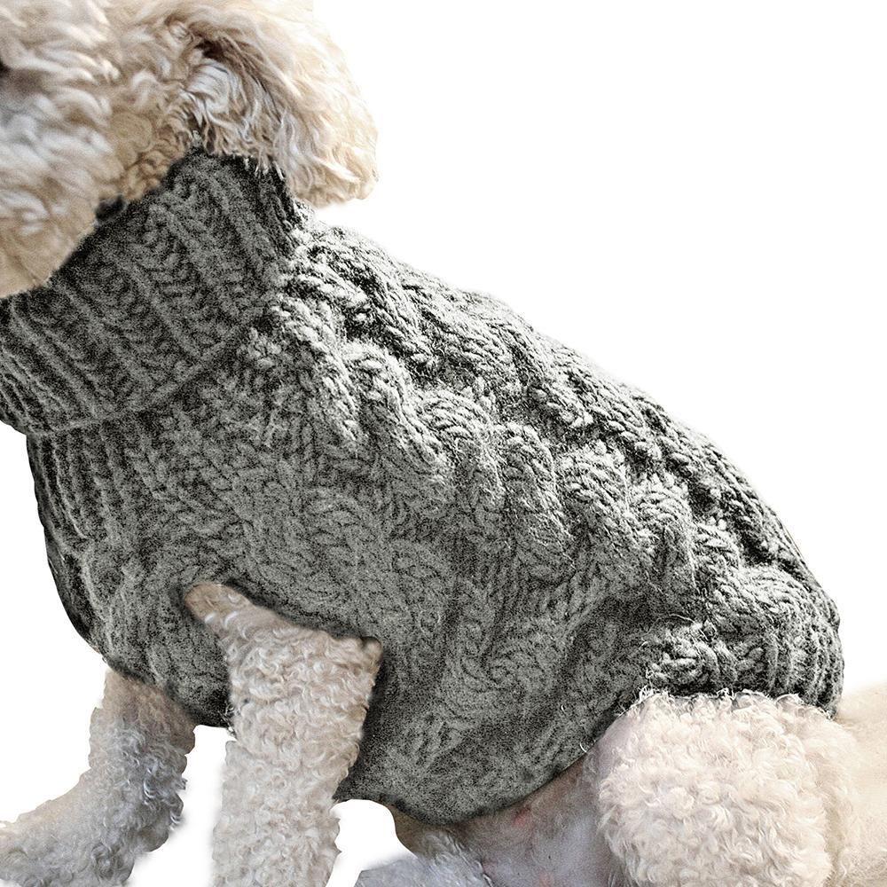 Pet Dog Sweater Pet Turtleneck Knitting Sweater Winter Warmer Clothes Pet Pullover Knitwear - Gray - Image 1