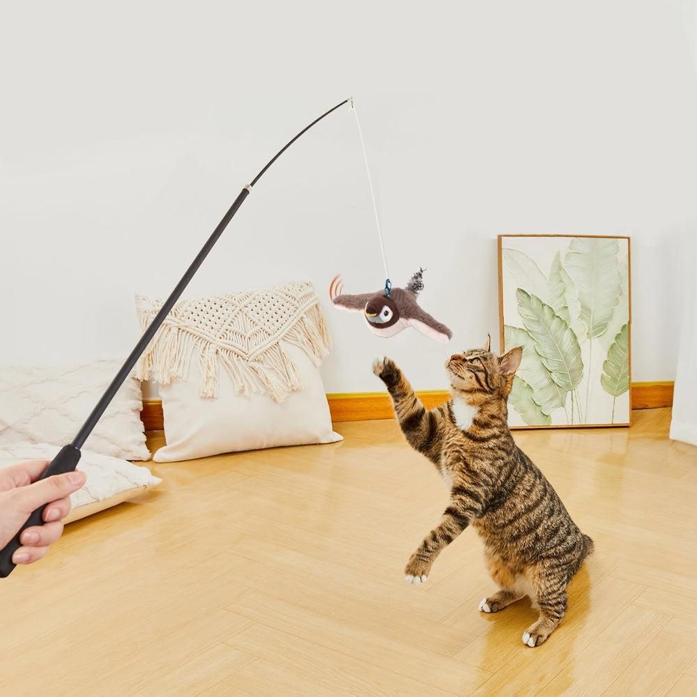 Cat Squeaky Toys Rechargeable Interactive Cat Toy Touch Activated Kitten Plush Pet Toys Brown - Image 2
