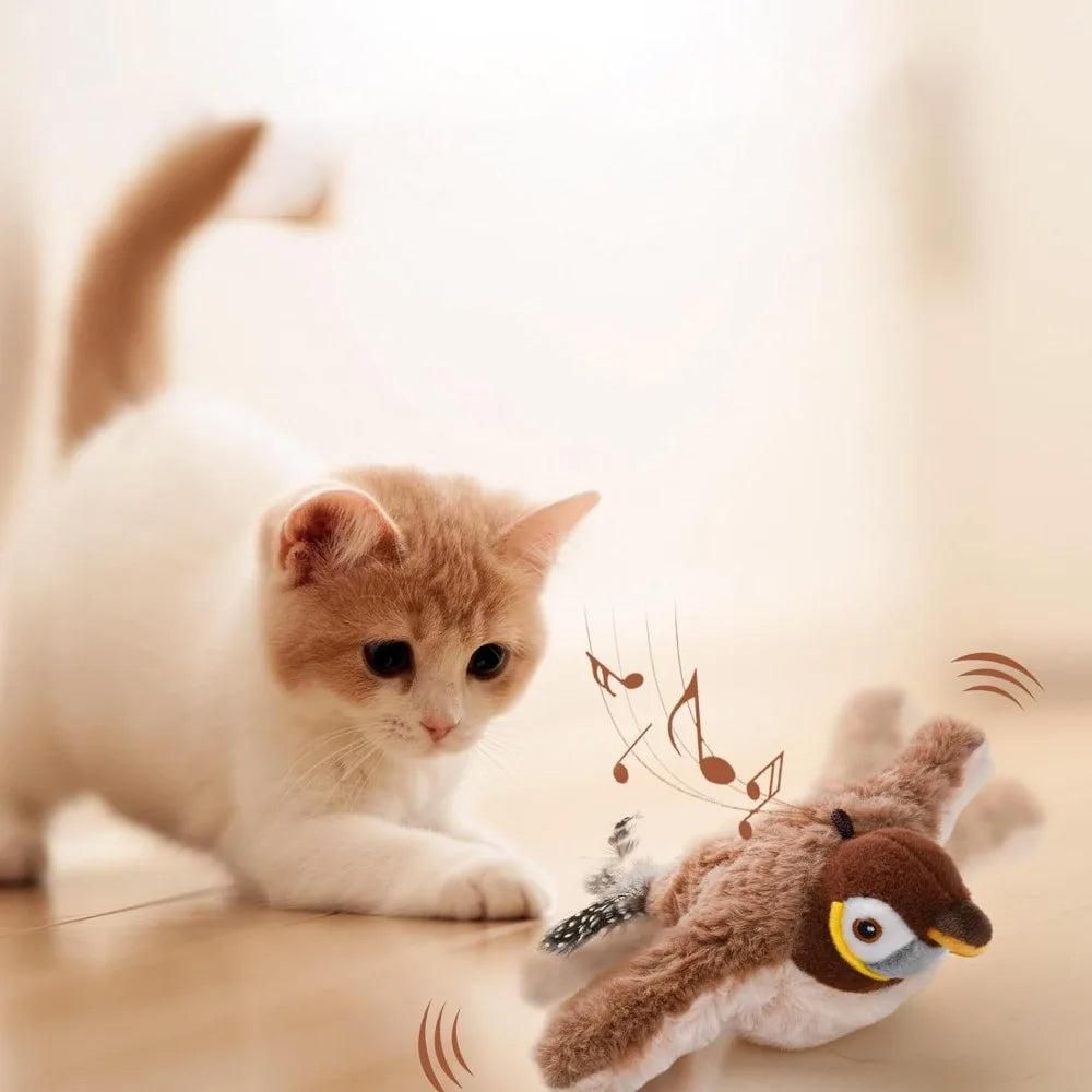 Cat Squeaky Toys Rechargeable Interactive Cat Toy Touch Activated Kitten Plush Pet Toys Brown - Image 3
