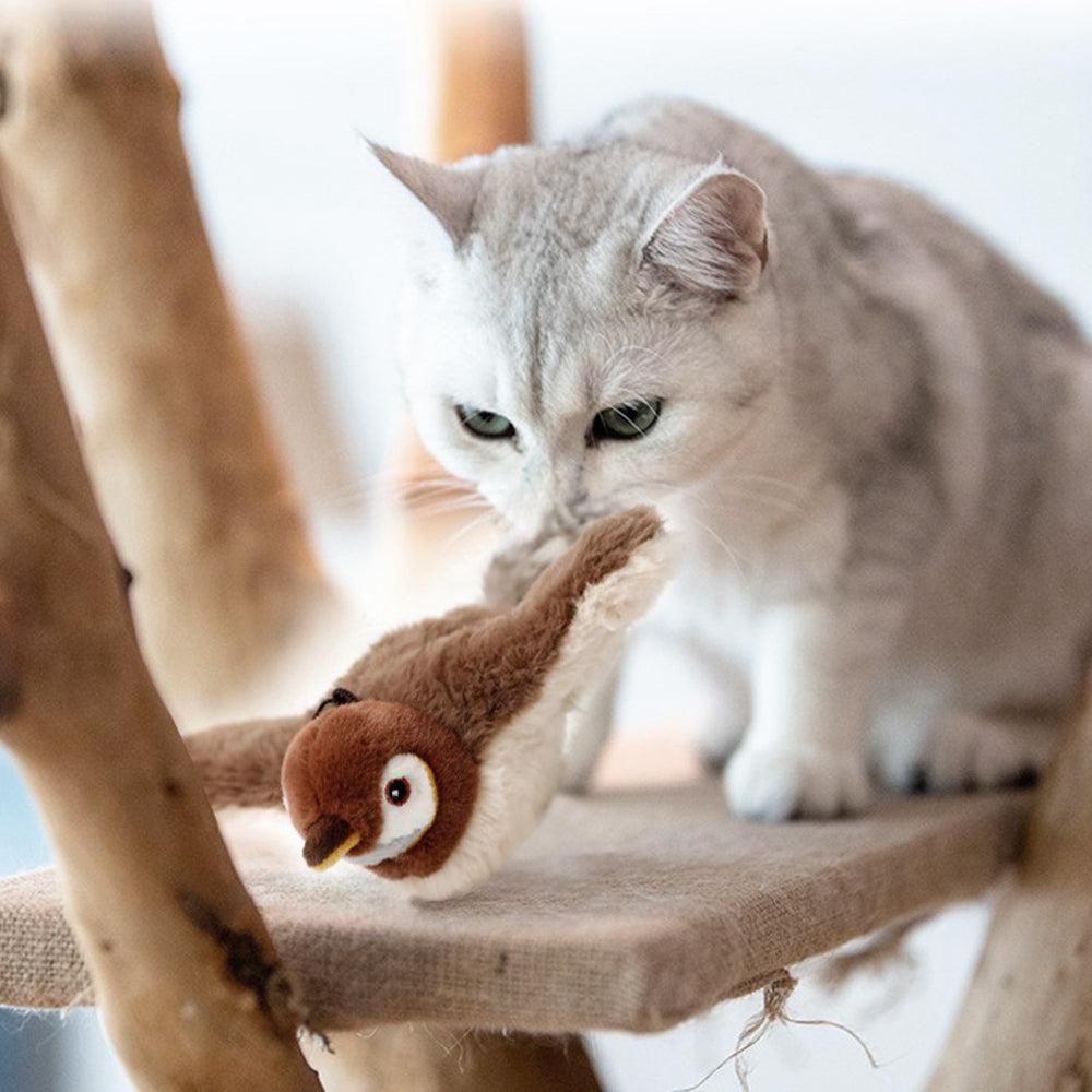 Cat Squeaky Toys Rechargeable Interactive Cat Toy Touch Activated Kitten Plush Pet Toys Brown - Image 4