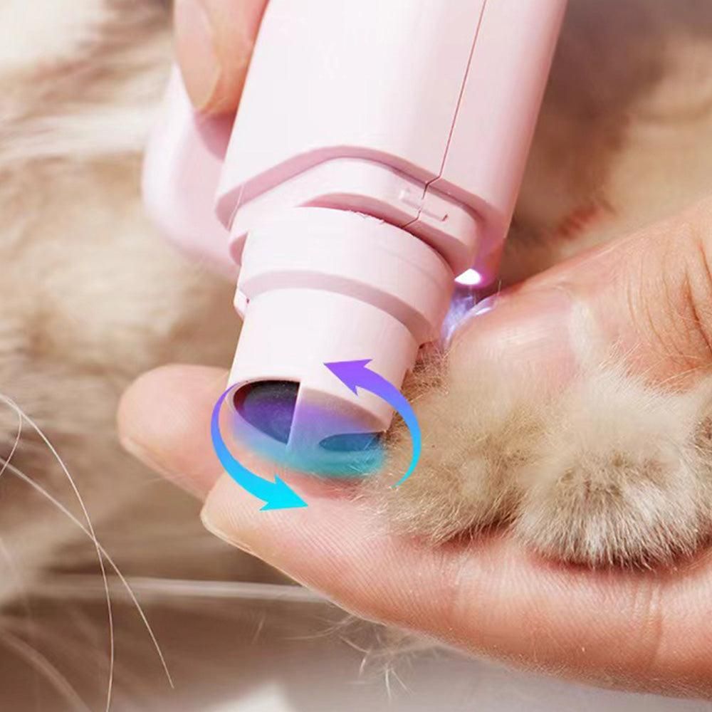 2-in-1 Pet Nail Grinder with LED Lights USB Rechargeable Dog Nail Clippers Cats Claw Trimmer Pink - Image 2