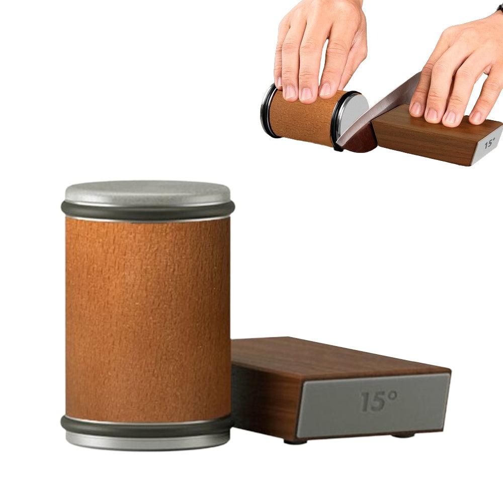 Rolling Knife Sharpener Tool Kit with 15 and 20 Degrees Grinding Angles for Knife Sharpening Brown - Image 1
