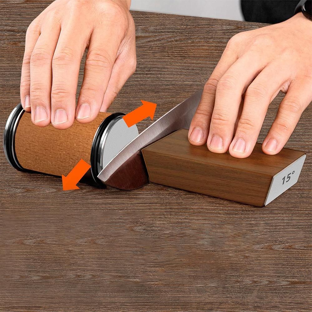 Rolling Knife Sharpener Tool Kit with 15 and 20 Degrees Grinding Angles for Knife Sharpening Brown - Image 5