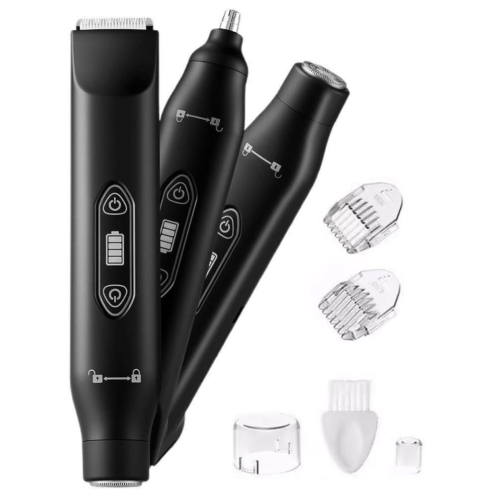 3-in-1 Electric Shaver & Nose Hair Trimmer for Face & Body Black - Image 1