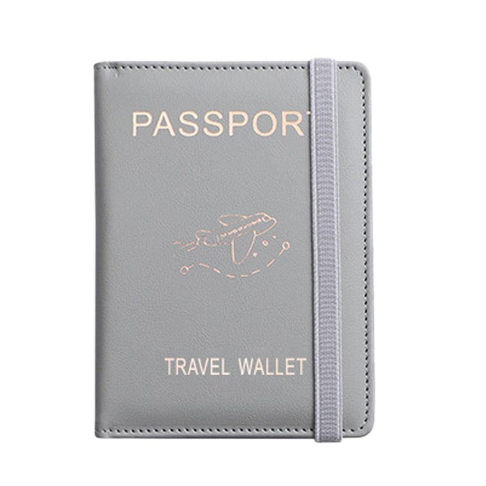 RFID Blocking Passport Holder Travel Passport Wallet Card Holder Gray - Image 2