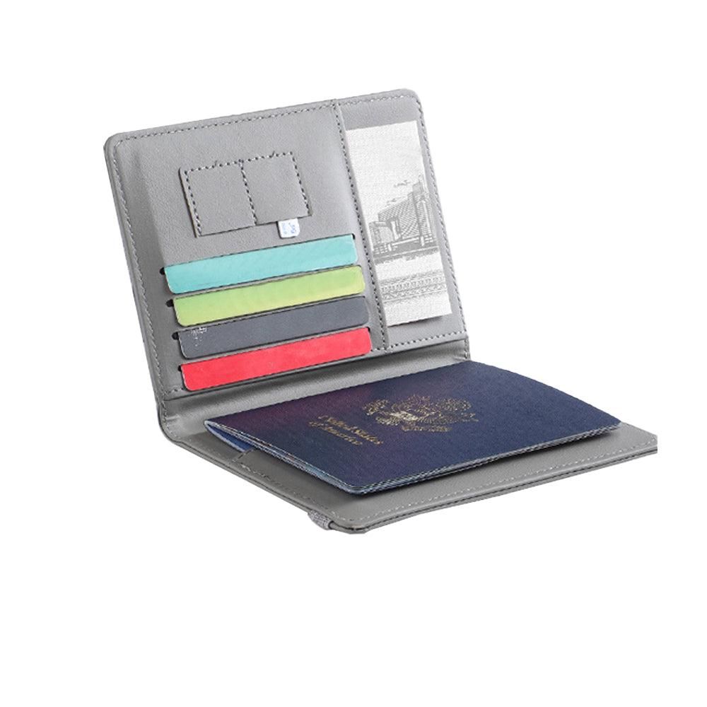 RFID Blocking Passport Holder Travel Passport Wallet Card Holder Gray - Image 4