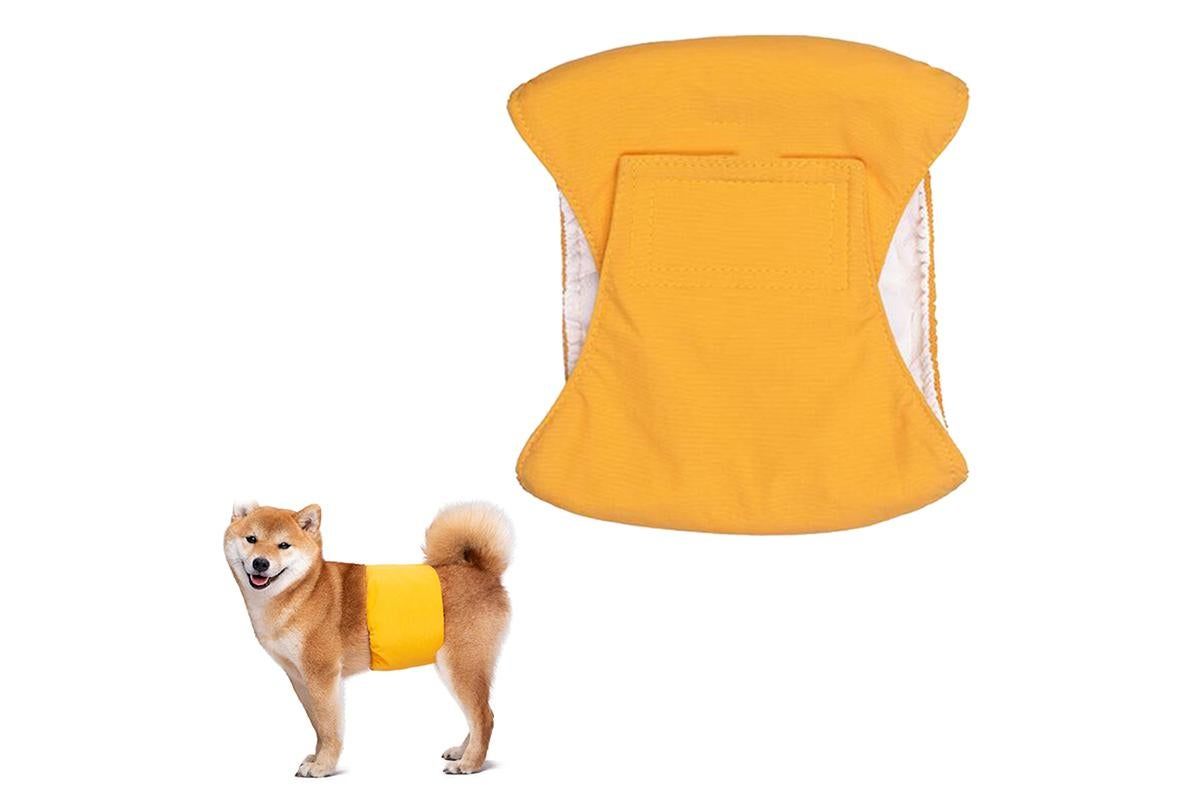 Washable Dog Diaper Water-resistant Puppy Nappy Belly Wrap for Male Dogs Reusable Dog Belly Bands Male Puppy Nappies Wrap Yellow - M - Image 1