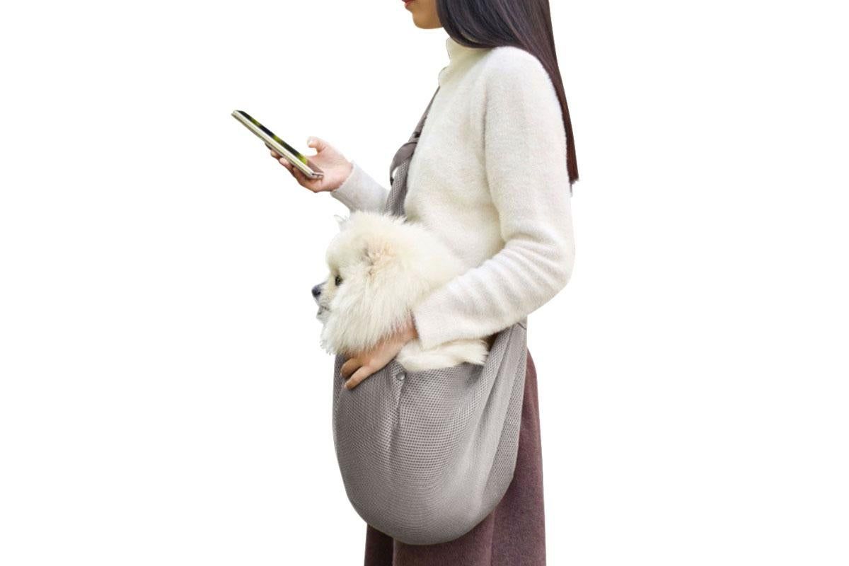Breathable Dog Carrier Sling With Storage Pocket Pet Carrier Shoulder Pouch For Outdoor Travel -Gray - Image 1