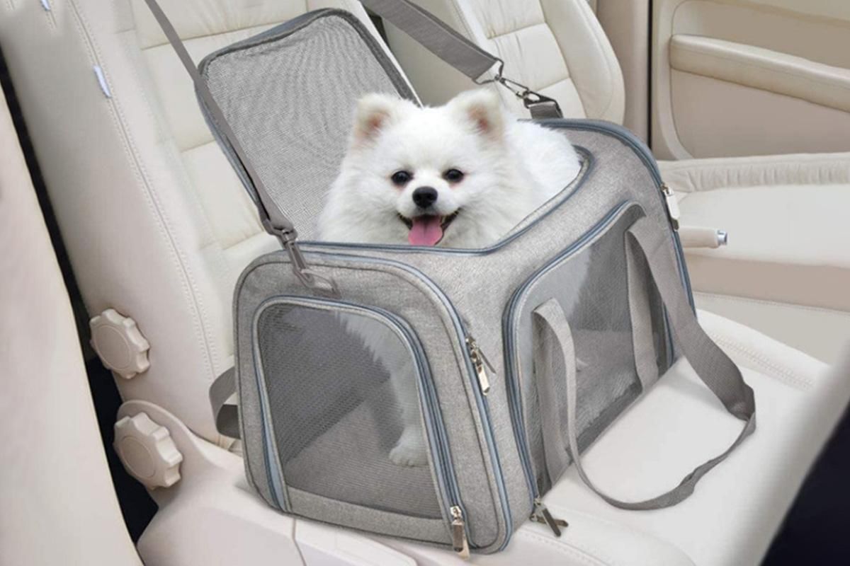 Portable Travel Bag Soft Crate Cage Cat Bag Animal Carriers for Pets -Grey - Image 3