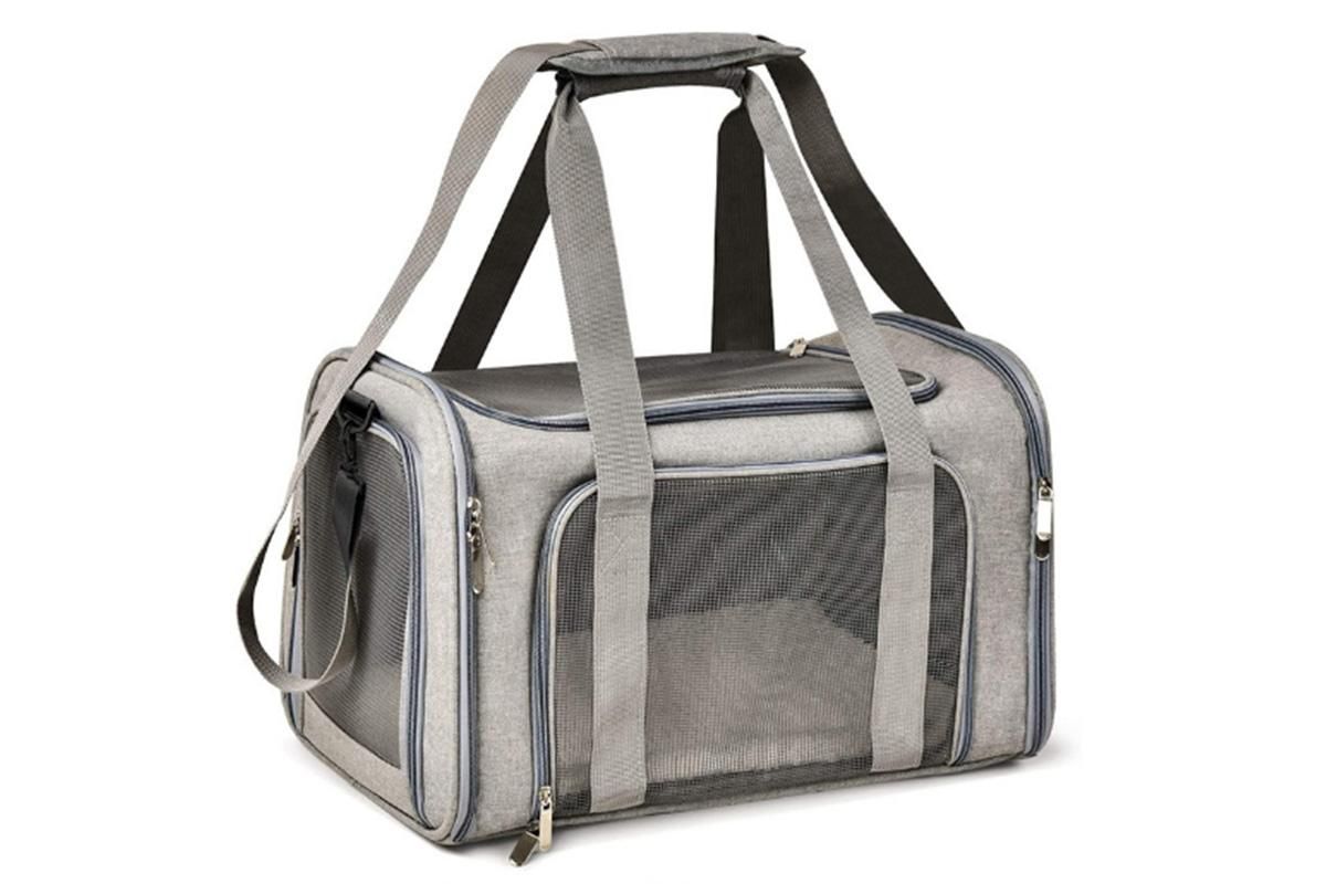Portable Travel Bag Soft Crate Cage Cat Bag Animal Carriers for Pets -Grey - Image 2