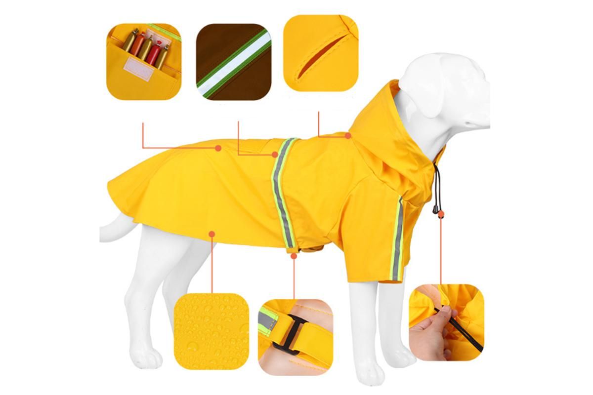 Pet Raincoat Outdoor Waterproof Dog Poncho for Small and Medium Dogs - Orange - Image 4